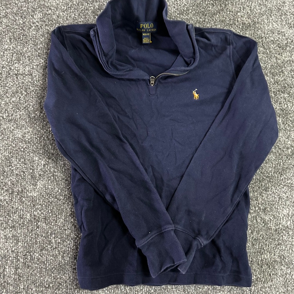 Polo Ralph Lauren Quarter Zip Boys Size M(10-12) Navy Blue Long Sleeve Pullover